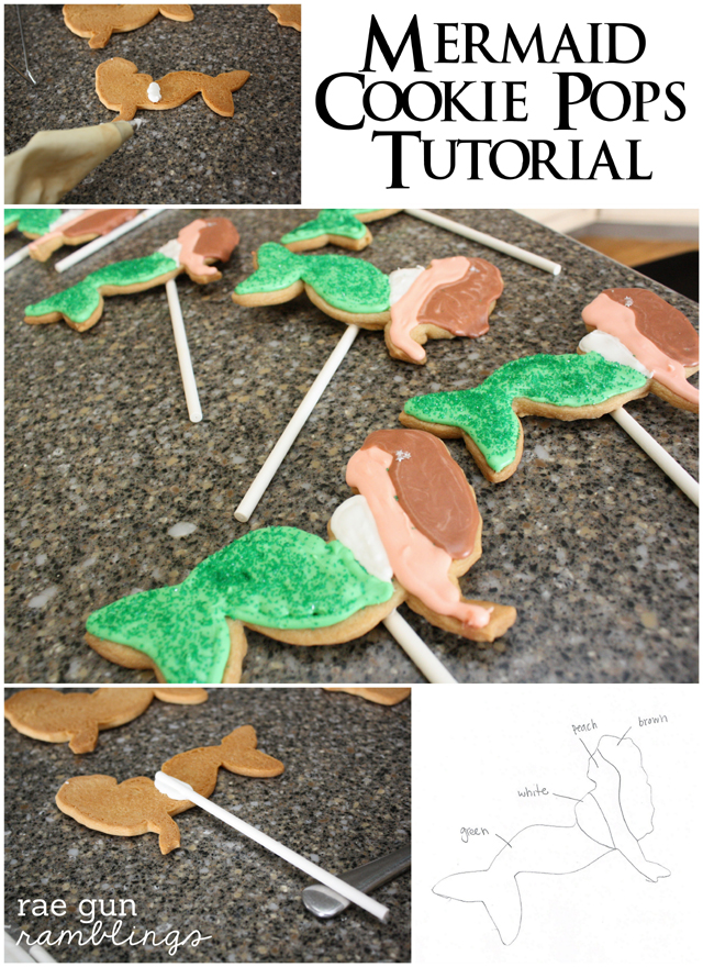 Step by step instructions on how to make darling Mermaid Cookie Pops #recipe #tutorial #mermaid - Rae Gun Ramblings