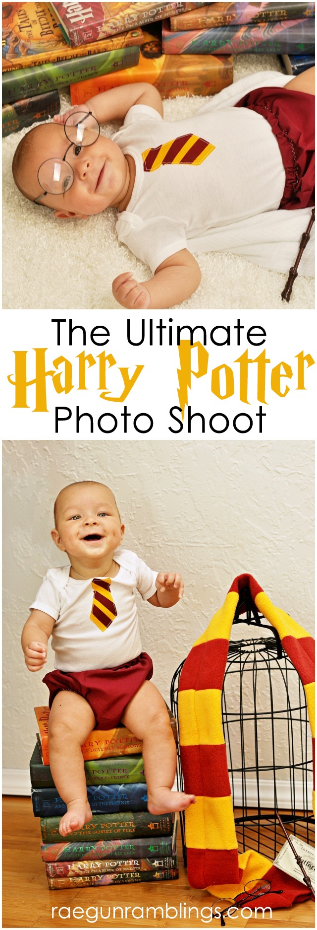 Adorable baby Harry Potter pictures. Great ideas for poses and props at Rae Gun Ramblings