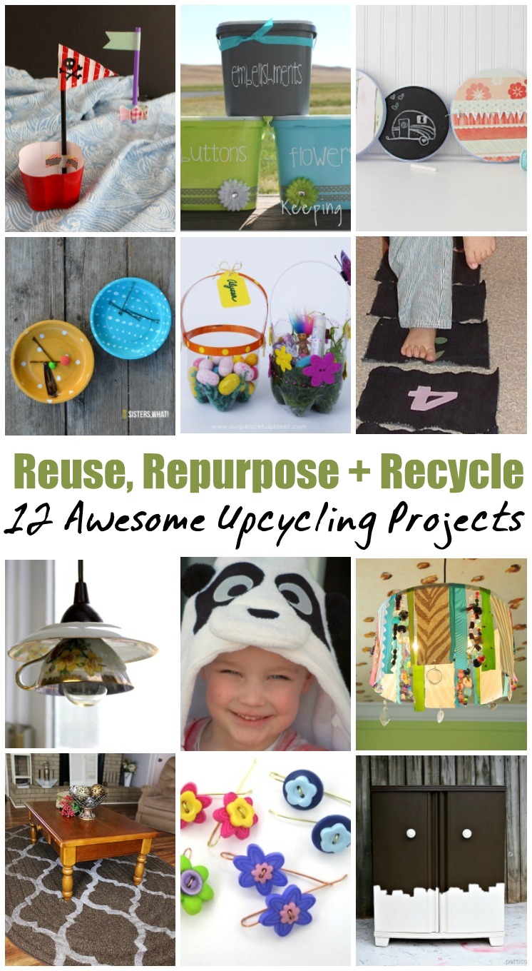 Awesome DIY upcycling projects. Great ways to reuse and recycle things that have lived their first life. Fun for Earth Day.