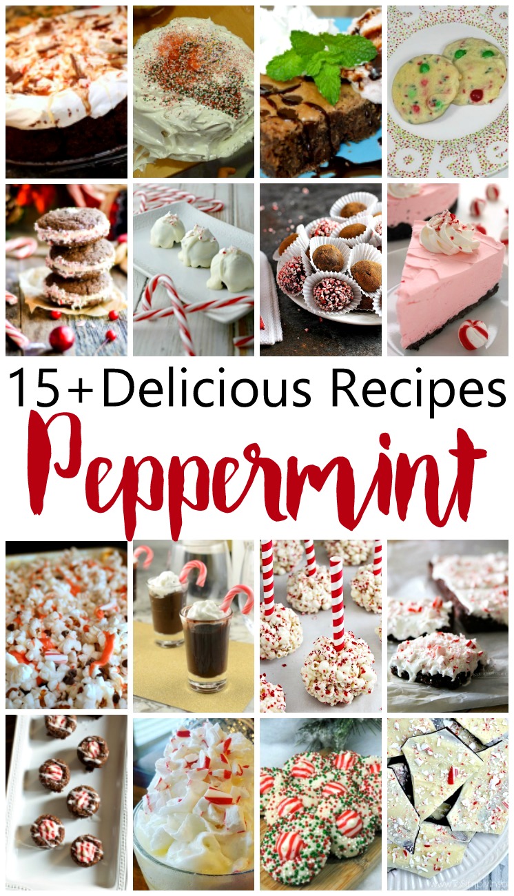 Over 15 delicious peppermint recipes. Perfect for Christmas desserts and gifts