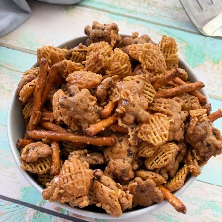 bow of Chex mix