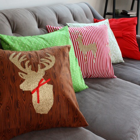 Two easy Christmas pillow case tutorials at Rae Gun Ramblings #cricut #christmas #deer