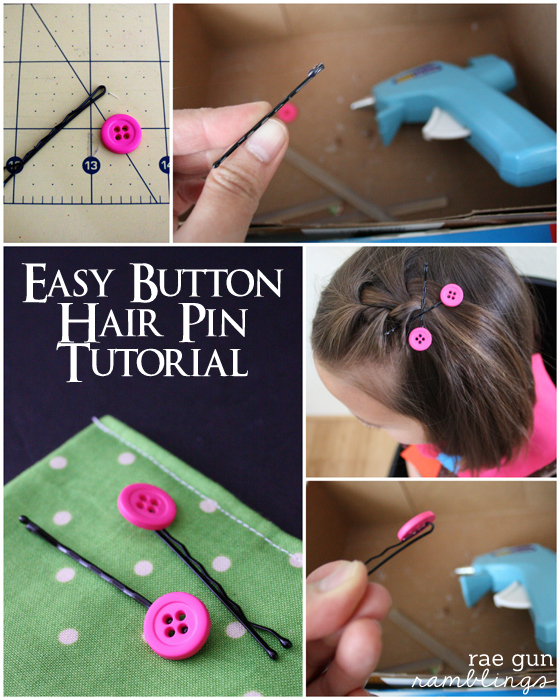 Step By Step Instructions On How To Make Simple Button Hair Pins