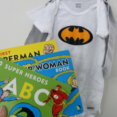 Cute gift idea. Super Hero Board books and removable cape onesie - Rea Gun Ramblings