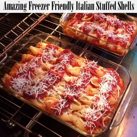 Best stuffed shells recipe. Freezes well too. Perfect for having on hand or bring to new moms, etc. at Rae Gun Ramblings
