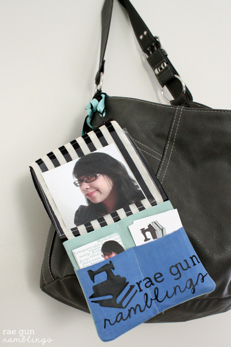 A conference friendly business card case that can attach to any purse. Tutorial at Rae Gun Ramblings
