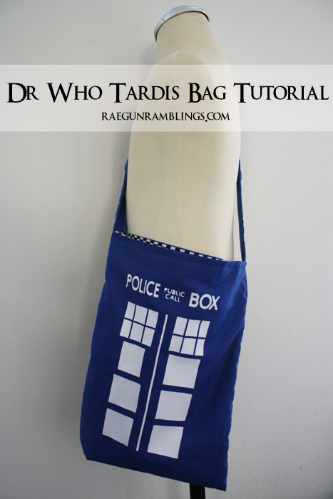 Step by step instructions for how to make your own Dr Who Tardis bag at Rae Gun Ramblings