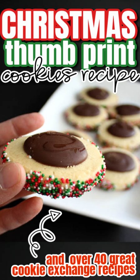 christmas chocolate thumbprint cookie with sprinkles