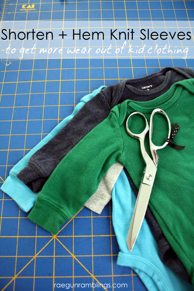 How to shorten and hem sleeves the easy way. Perfect for out of season kid clothing - Rae Gun Ramblings