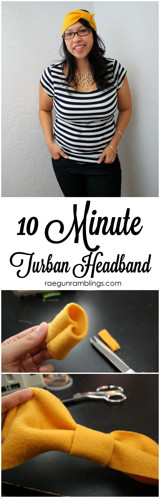 10 Minute Turban Style Headband with a darling big bow