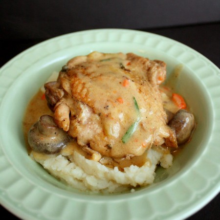 This is a keeper. Super yummy French inspired dish turned crock pot meal. Chicken Fricassee.