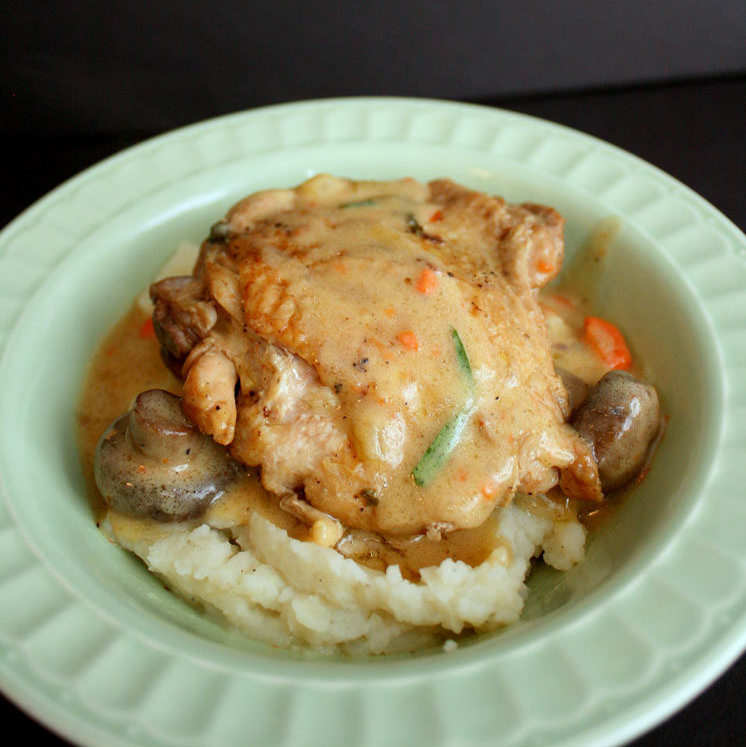 This is a keeper. Super yummy French inspired dish turned crock pot meal. Chicken Fricassee.