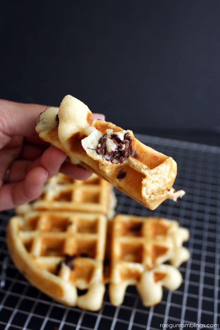 Chocolate chip waffles. With the best fast buttermilk waffle recipe ever.