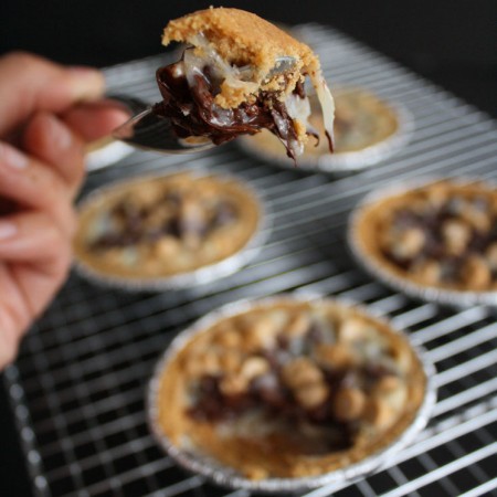 Super fast and easy chocolate peanut butter coconut pies recipe. Done in 15 minutes.