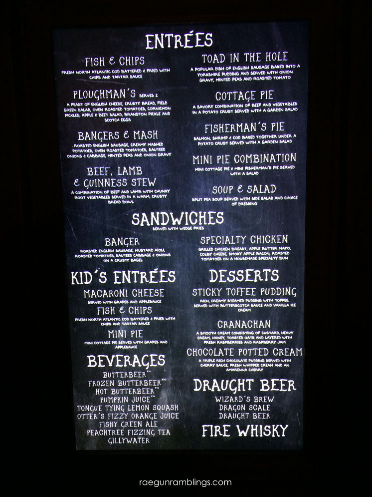 What To Eat At Universal Orlando And The Wizarding World Of Harry Menu For The Leaky Cauldron At Wizarding World Of Harry Potter