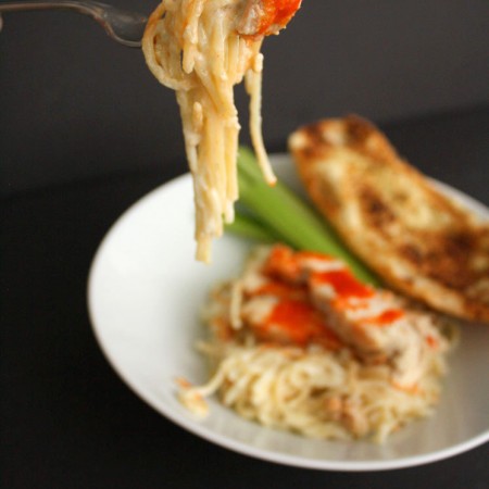 New favorite chicken dinner. 10 minute one pot buffalo chicken blue cheese pasta recipe