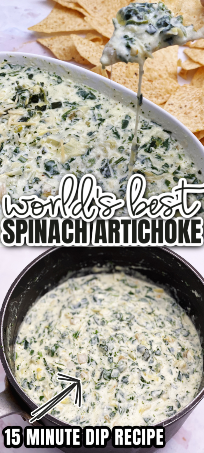 Best spinach artichoke dip recipe. Great potluck and party appetizer crock pot and stove directions.