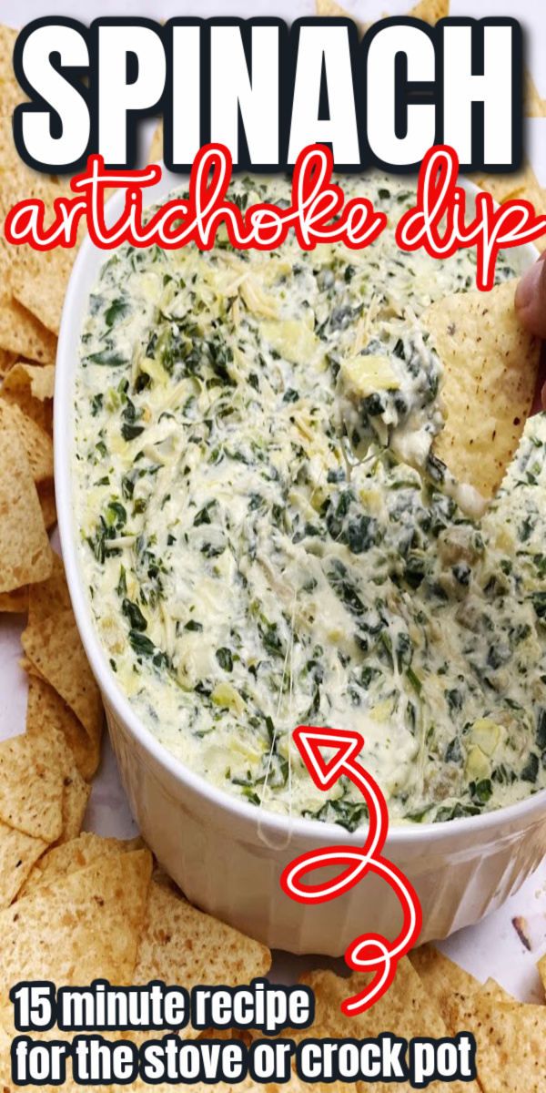 Best spinach artichoke dip recipe. Great potluck and party appetizer crock pot and stove directions.