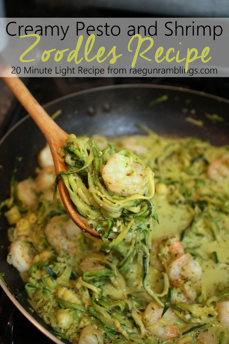 This is a keeper. Made it tonight and it's SO good. One pot zucchini noodle (zoodle) creamy pesto shrimp recipe. Fast so it's perfect for healthy light weekday dinners and tastes great.