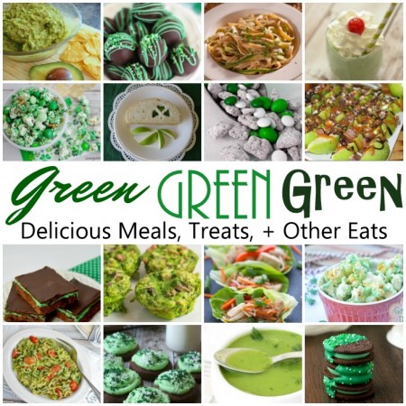 Green food and recipes for breakfast lunch dinner and dessert. Great for St. Patrick's Day and many are naturally green (no food coloring)