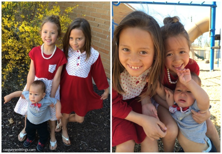 Cute handmade Easter outfits for all the kids. Sewing patterns used listed.