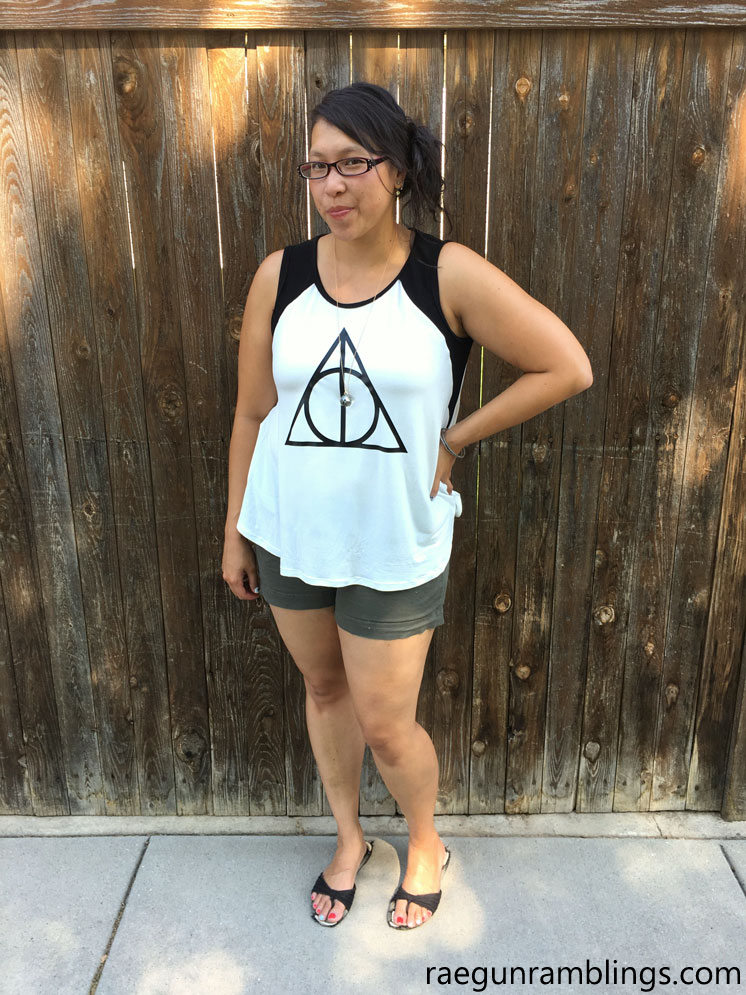 Deathly Hallows tank top. Santa Fe sewing pattern review. DIY shirt