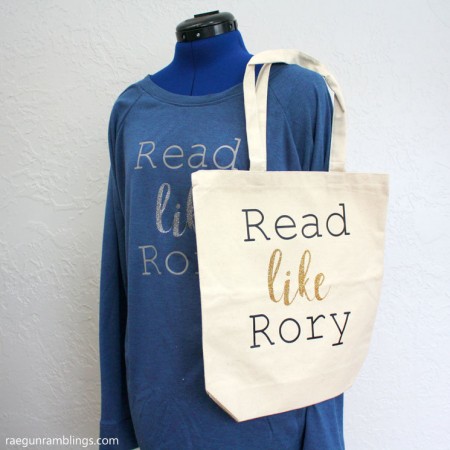 Read Like Rory Shirt and Book Bag Tutorial plus other Gilmore Girls inspired crafts and recipes