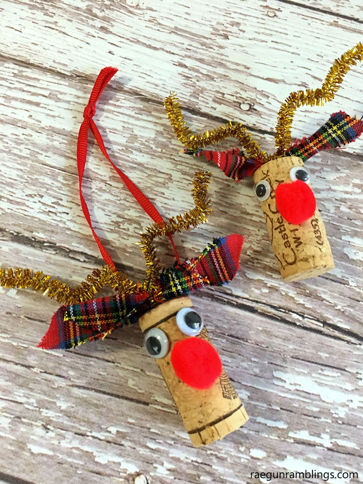 Rudolf Reindeer Wine Cork Craft Ornament - Rae Gun Ramblings