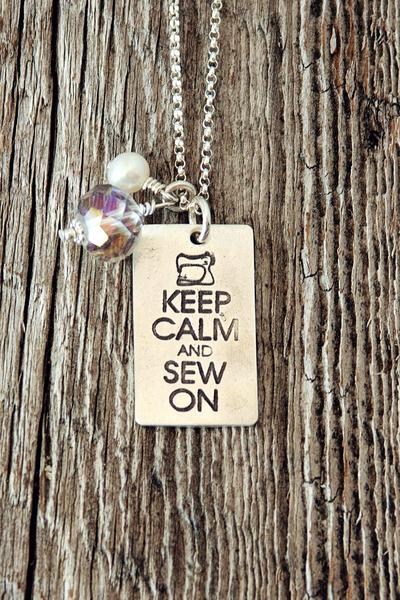 Keep Calm and Sew On Necklace