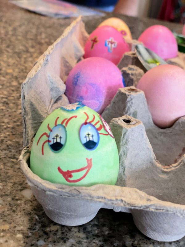 Easter egg with a face
