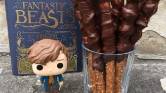 Caramel Chocolate Pretzel Wands and Fantastic Beasts Party