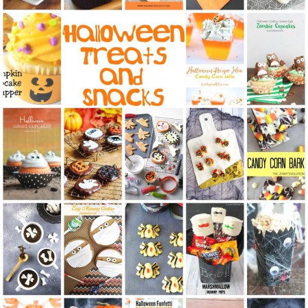 Collage of Halloween treats and snacks