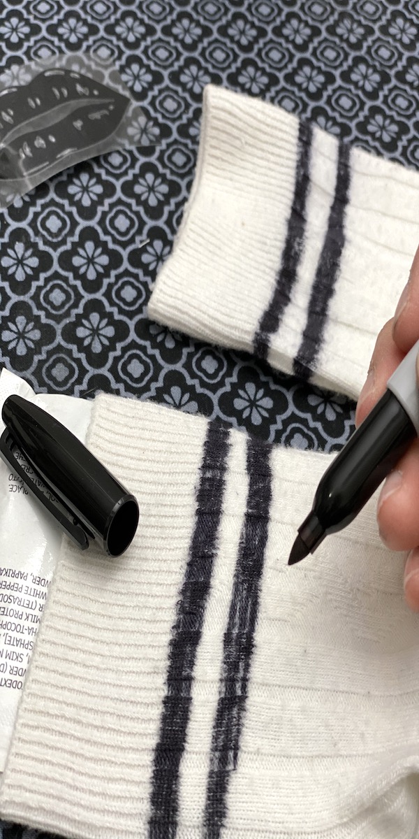 socks and sharpie marker