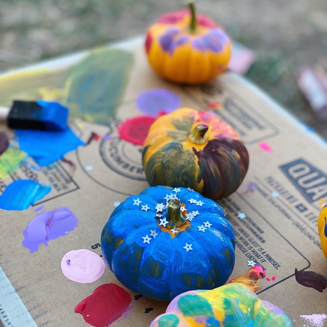 painted pumpkins blue star