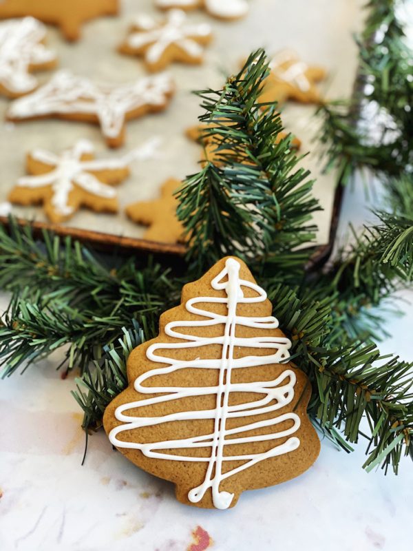 christmas tree cookie and fake tree