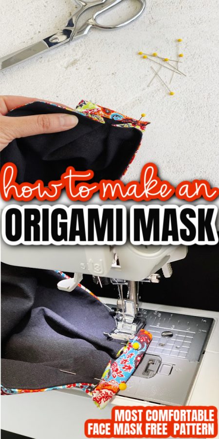 steps for folding and sewing an origami face mask