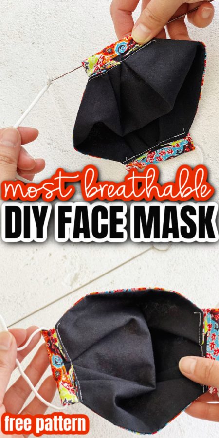 step for adding elastic to fabric face masks