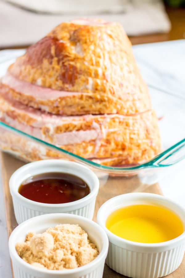 Spiral ham with brown sugar maple syrup and mustard