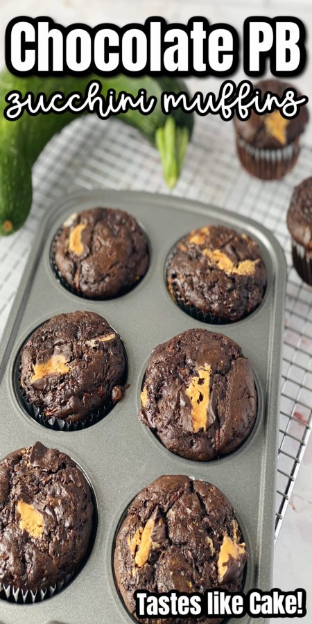 pan with peanut butter chocolate zucchini muffins