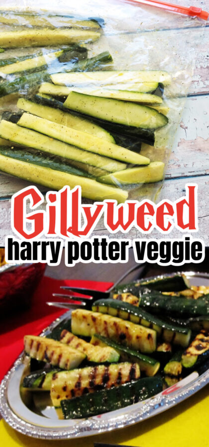 grilled zucchini at Harry Potter food table called gillyweed recipe