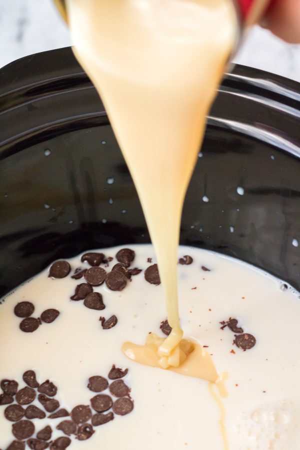 sweetened condensed milk chocolate chips in slow cooker for hot chocolate