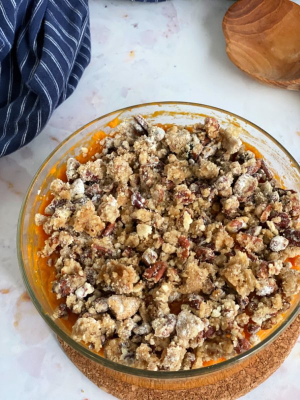 homemade sweet potato casserole recipe and spoon