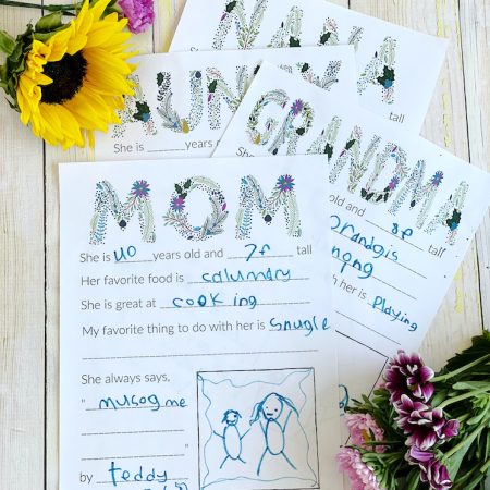 stack of grandma and mom Mother's Day printables