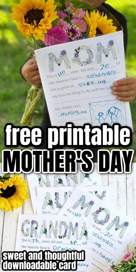 fill in the blank Mother's Day cards with flowers