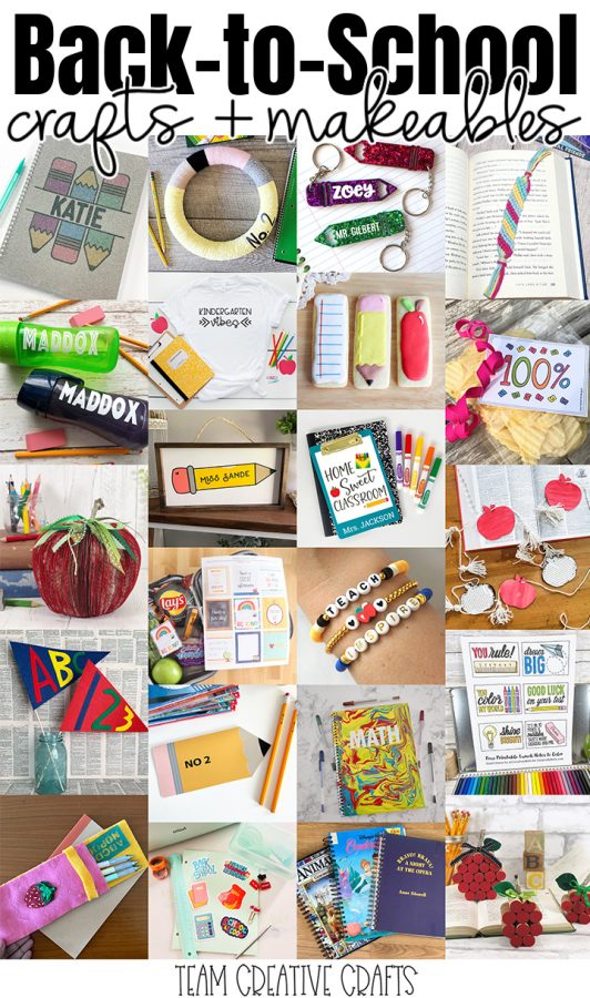 collage of back to school crafts