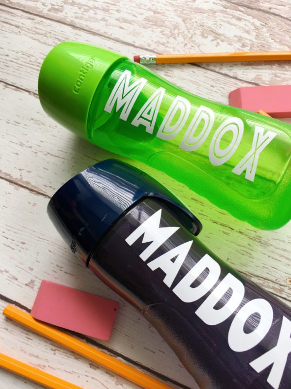 Maddox water bottle pencils erasers