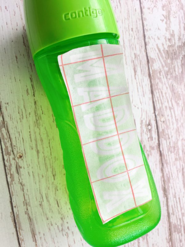 water bottle with transfer tape