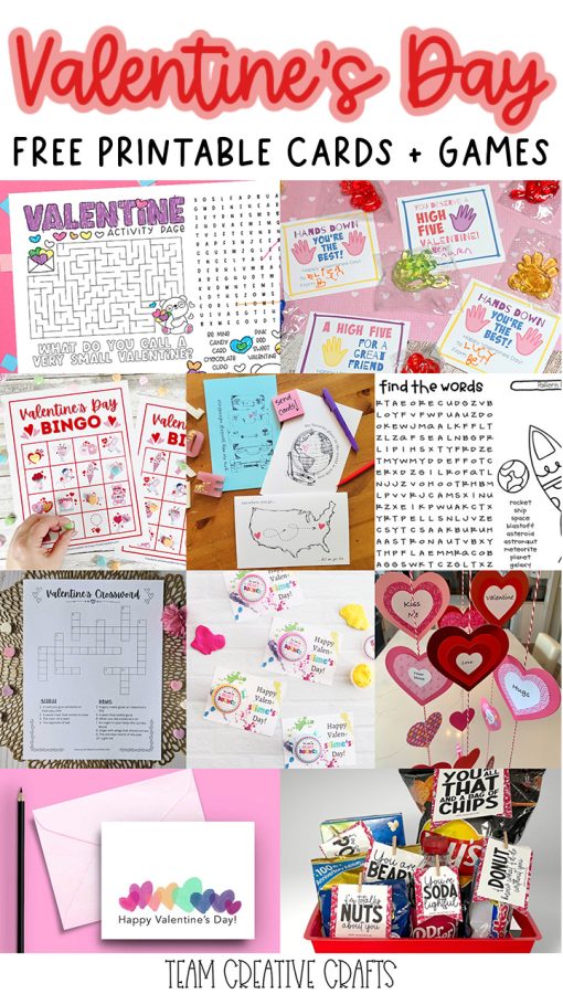 Collage of valentines day cards and printable