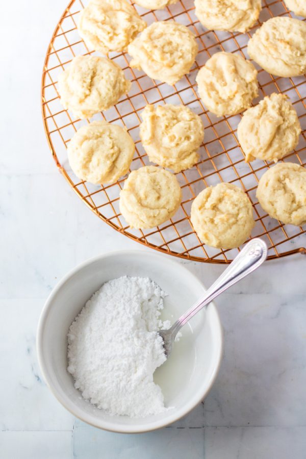 icing and cookies for Italian ricotta cookies recipe