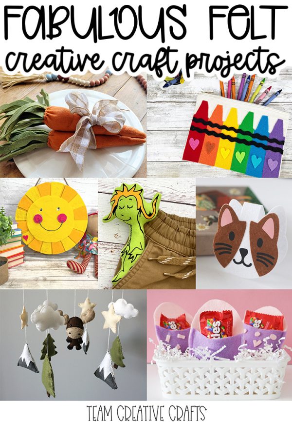 collage of colorful felt projects